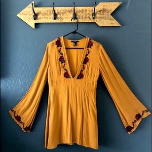 Rose embroidered boho dress